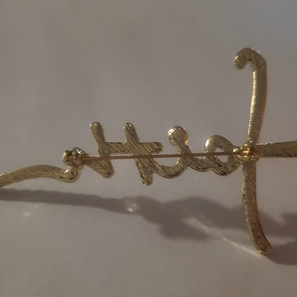 Elegant Goldtone Faith Brooch - Picture 2 of 2